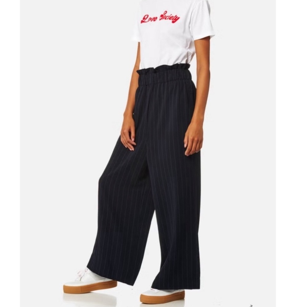 GANNI Women's NAVY Pinstripe Wide-Leg Pants - TOTAL ECLIPSE SIZE 40.